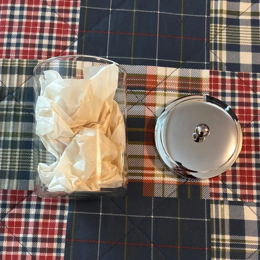 Clear Glass Jar with Silver Lid